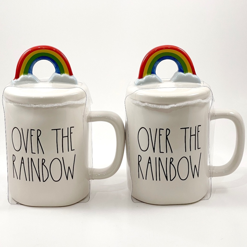 NWT Rae Dunn Set of 2 Over the Rainbow Mugs